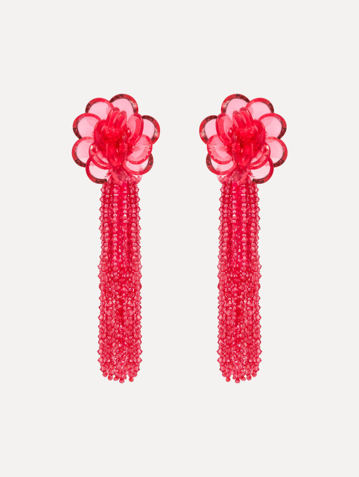 Oscar de la Renta Flower Chanelier Clip-On Earrings