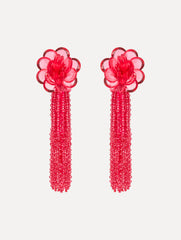 Oscar de la Renta Flower Chanelier Clip-On Earrings