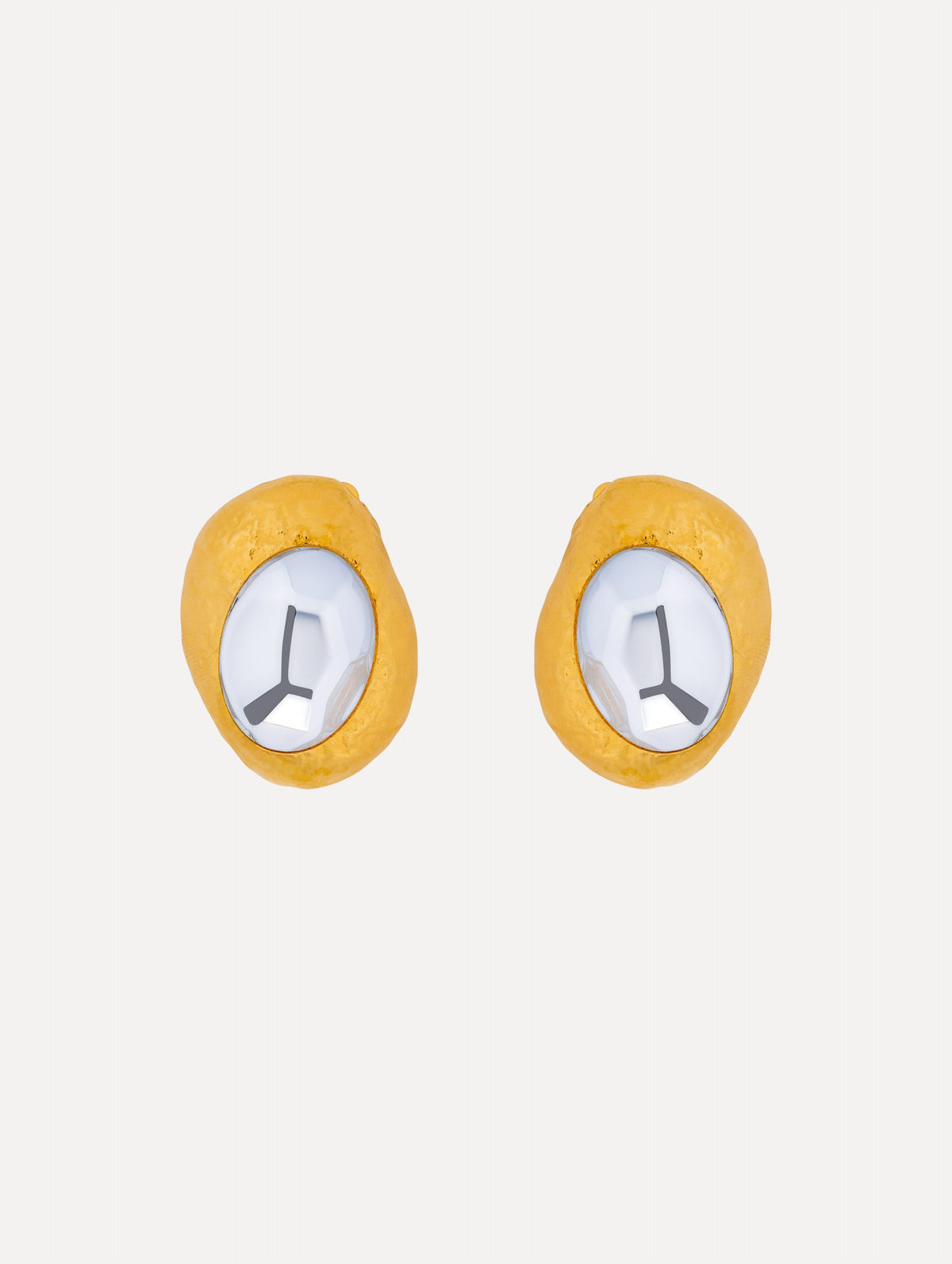 Oscar de la Renta Hammered Oval Clip-On Earrings