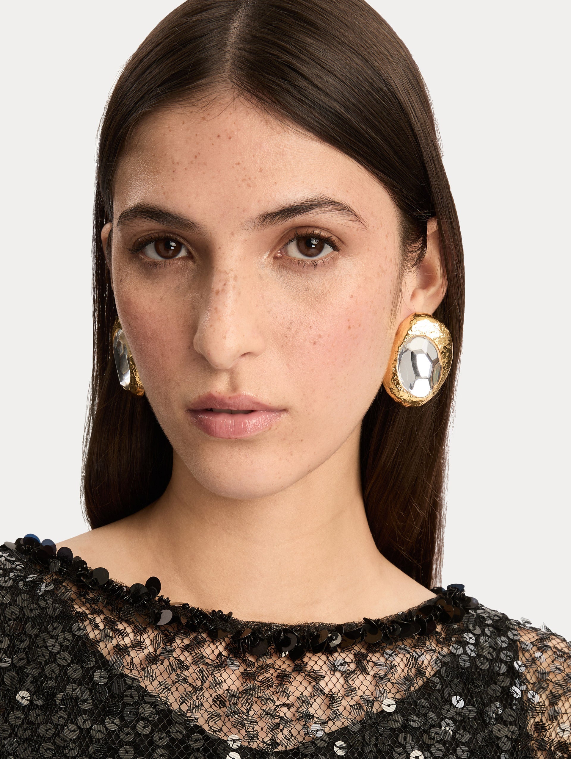 Oscar de la Renta Hammered Oval Clip-On Earrings