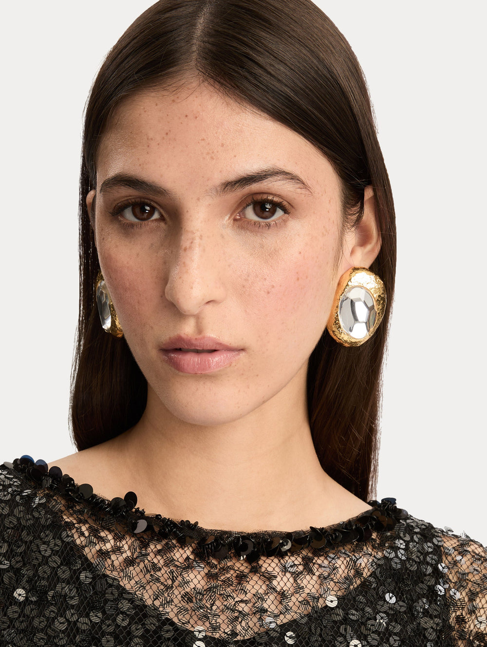 Oscar de la Renta Hammered Oval Clip-On Earrings
