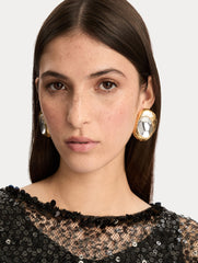 Oscar de la Renta Hammered Oval Clip-On Earrings