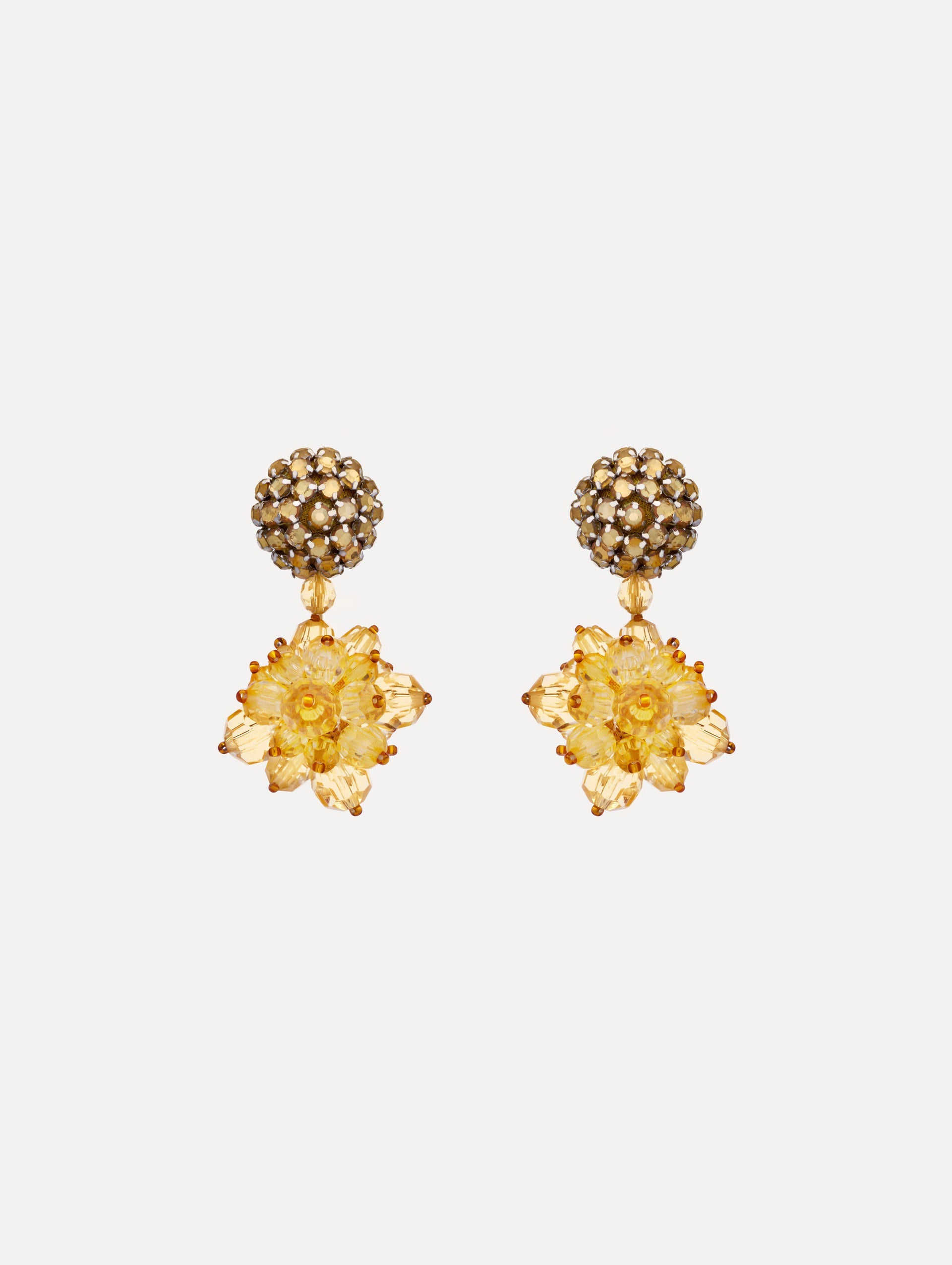 Oscar de la Renta Beaded Pompom Clip-On Earrings