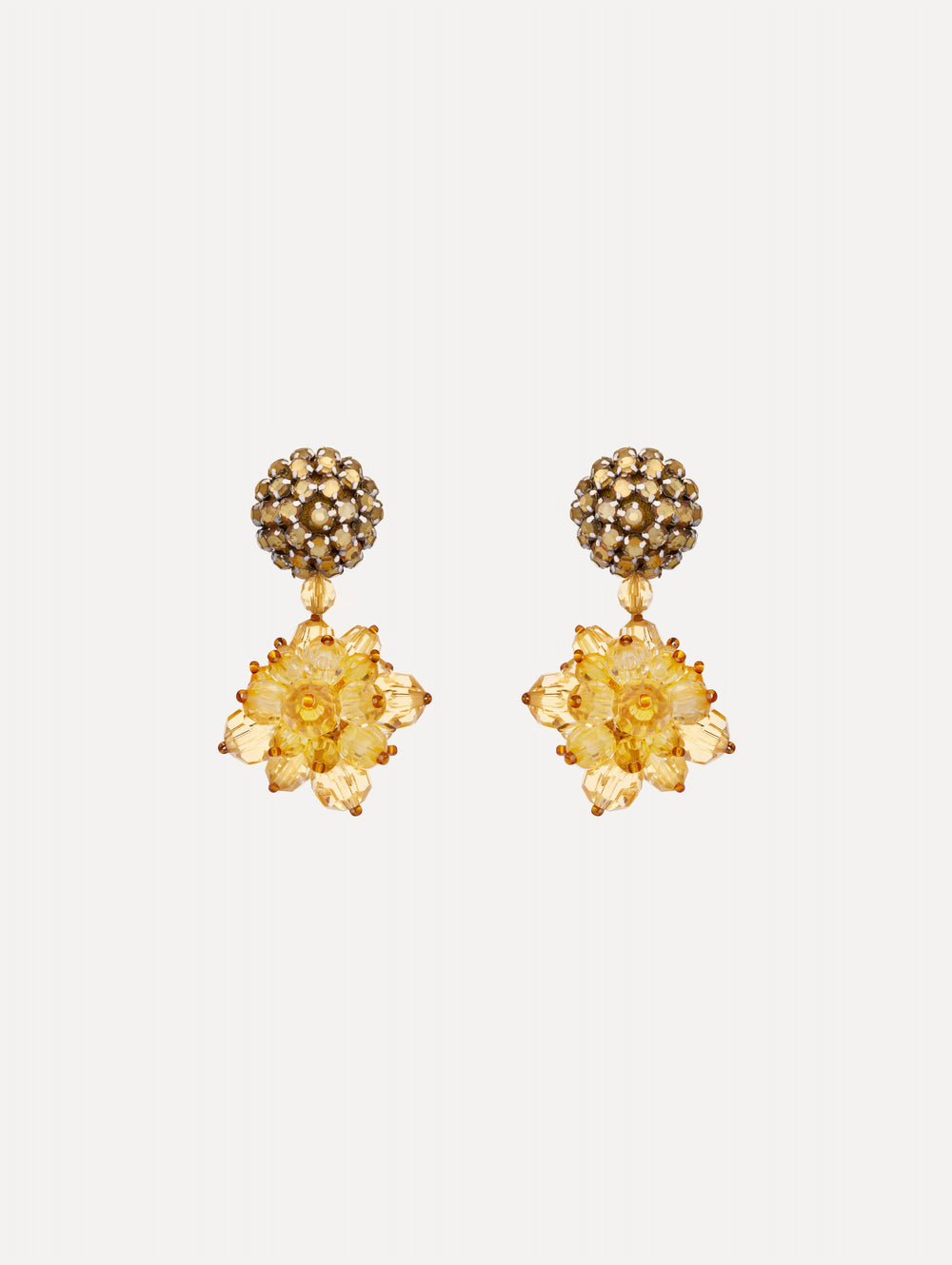 Oscar de la Renta Beaded Pompom Clip-On Earrings
