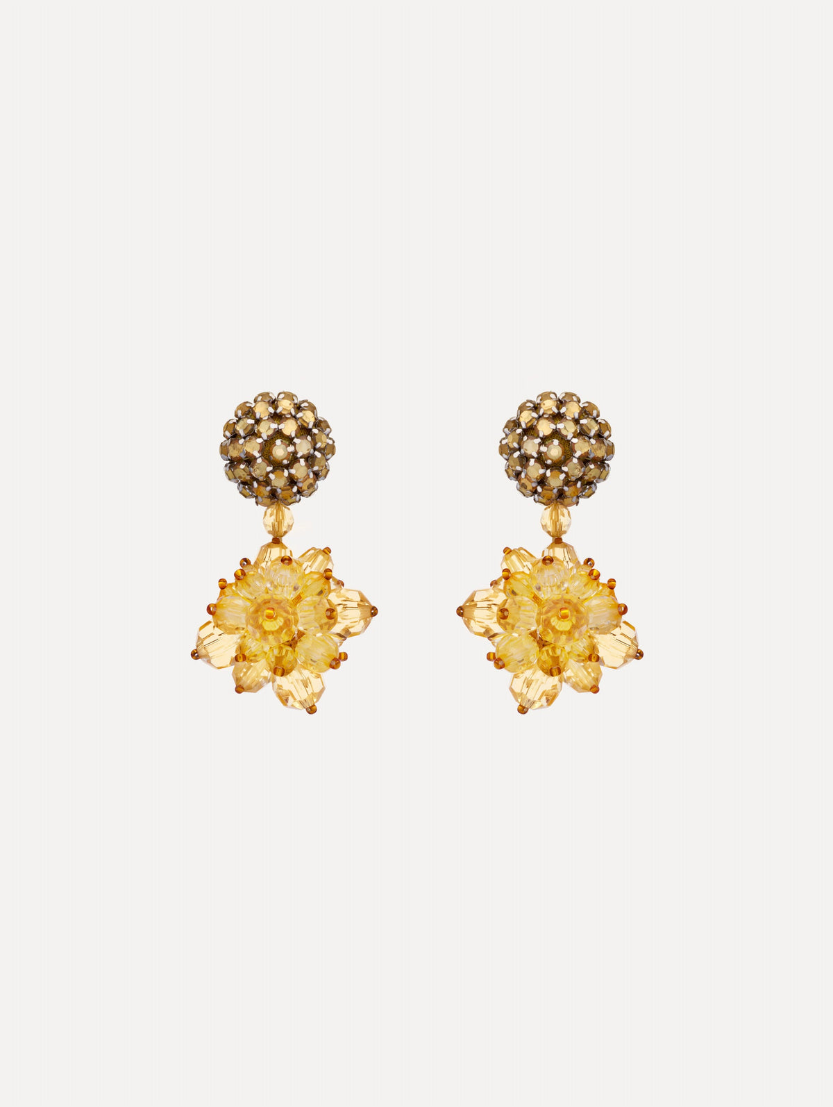 Oscar de la Renta Beaded Pompom Clip-On Earrings