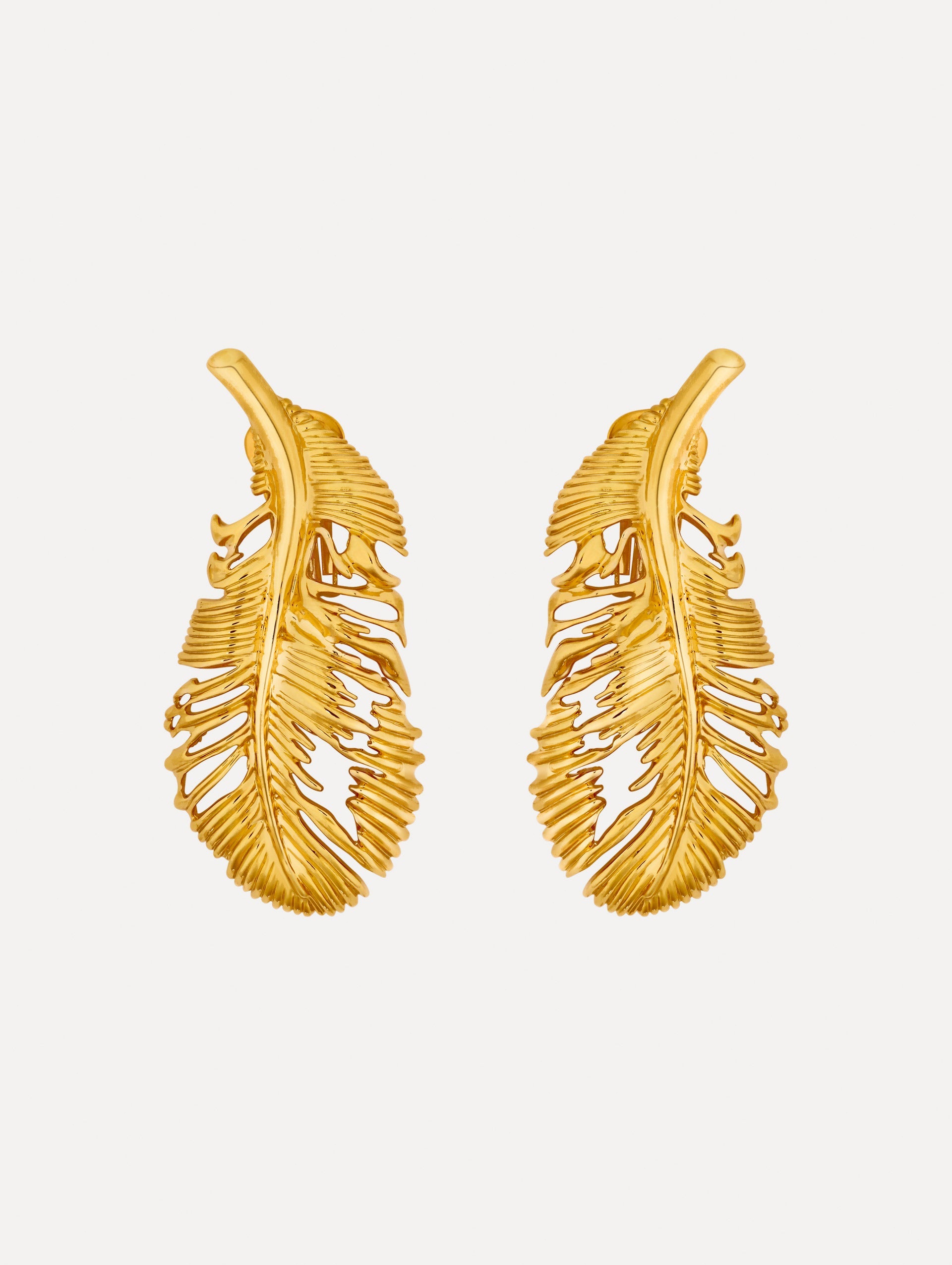 Oscar de la Renta Feather Clip-On Earrings