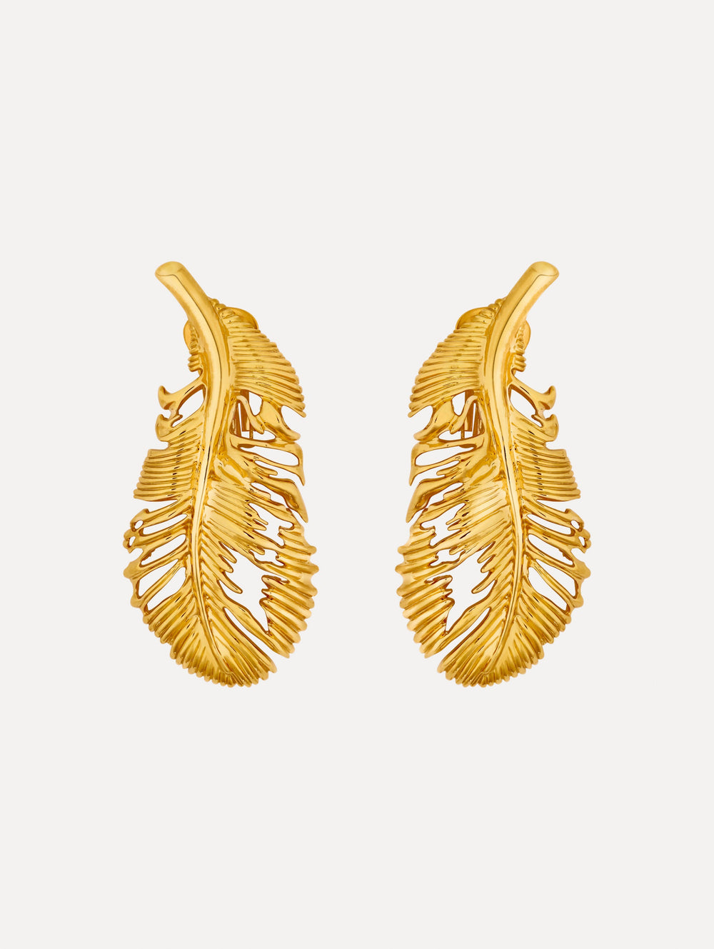 Oscar de la Renta Feather Clip-On Earrings