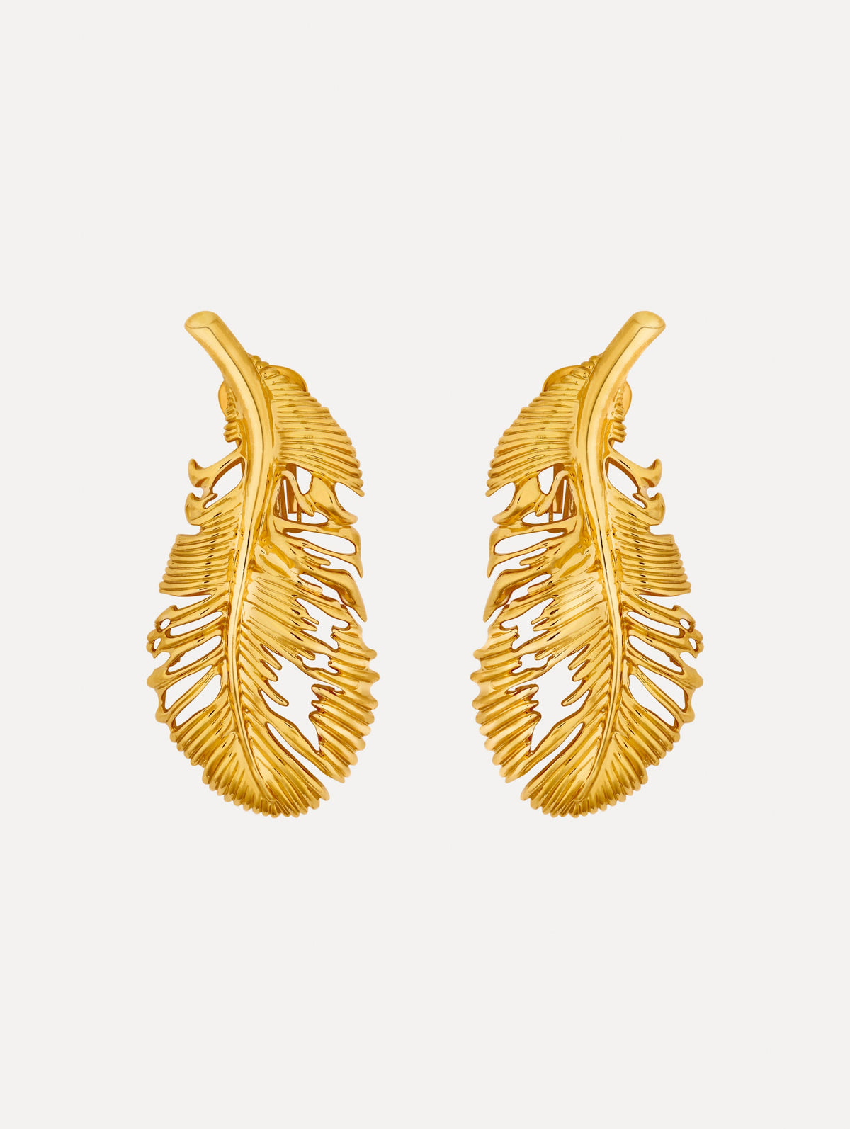 Oscar de la Renta Feather Clip-On Earrings