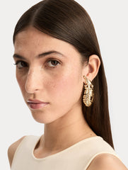 Oscar de la Renta Feather Clip-On Earrings