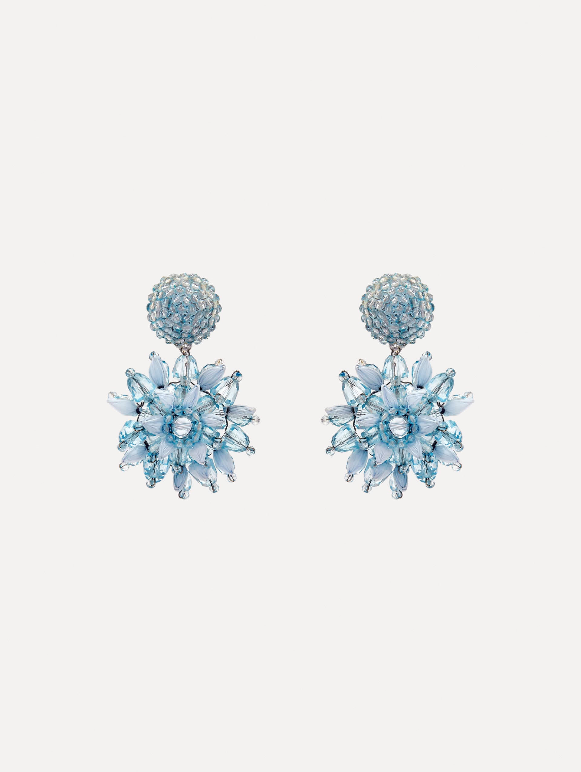 Oscar de la Renta Raffia & Beaded Flower Earrings