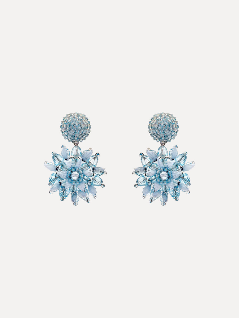 Oscar de la Renta Raffia & Beaded Flower Earrings