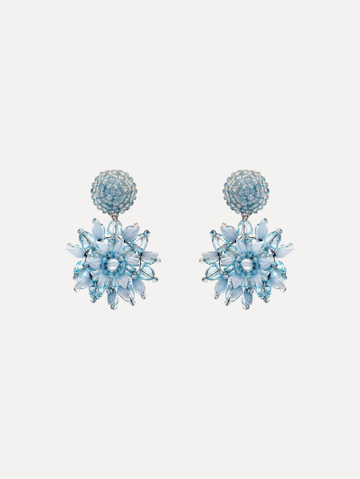 Oscar de la Renta Raffia & Beaded Flower Earrings