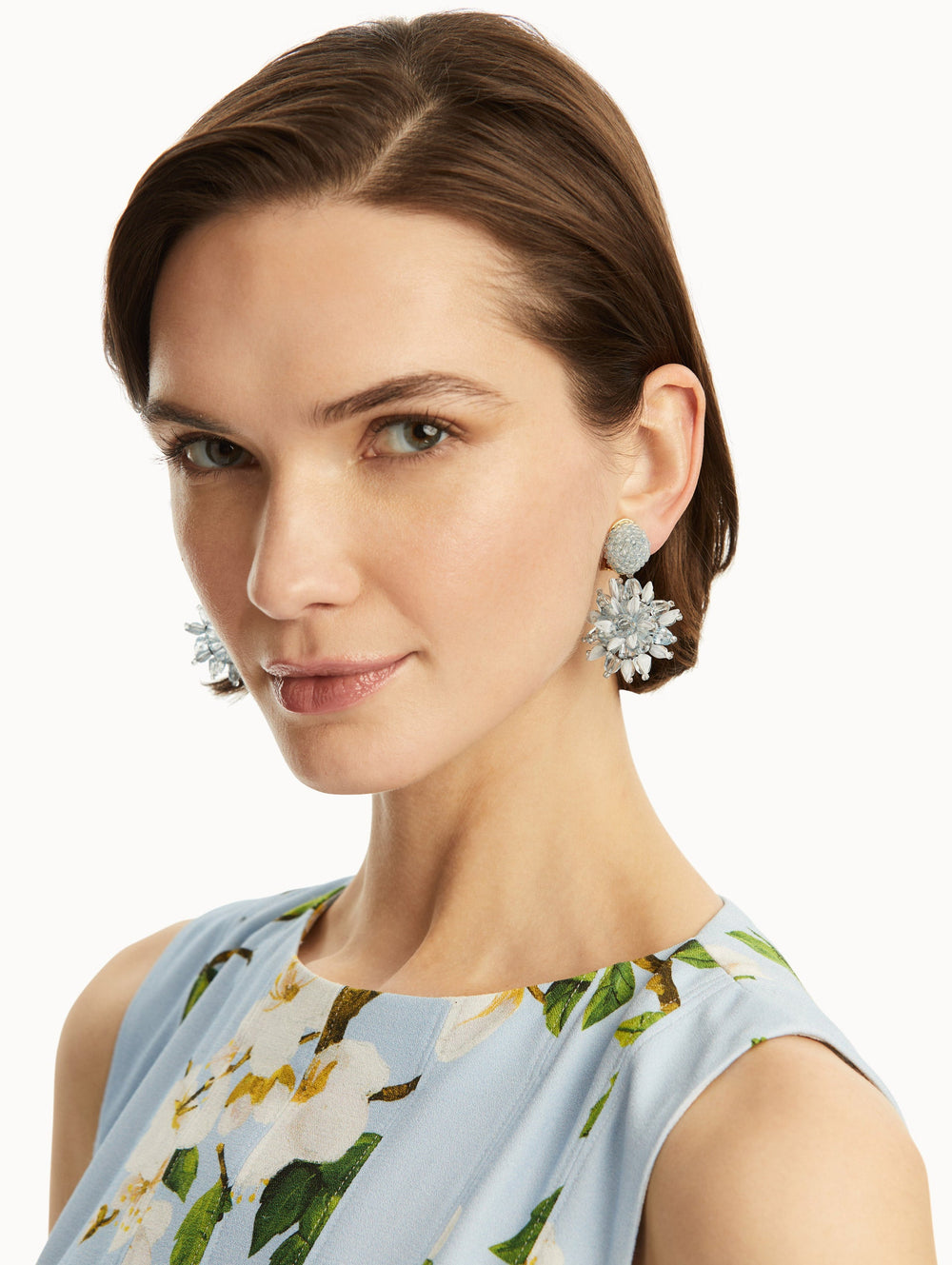 Oscar de la Renta Raffia & Beaded Flower Earrings