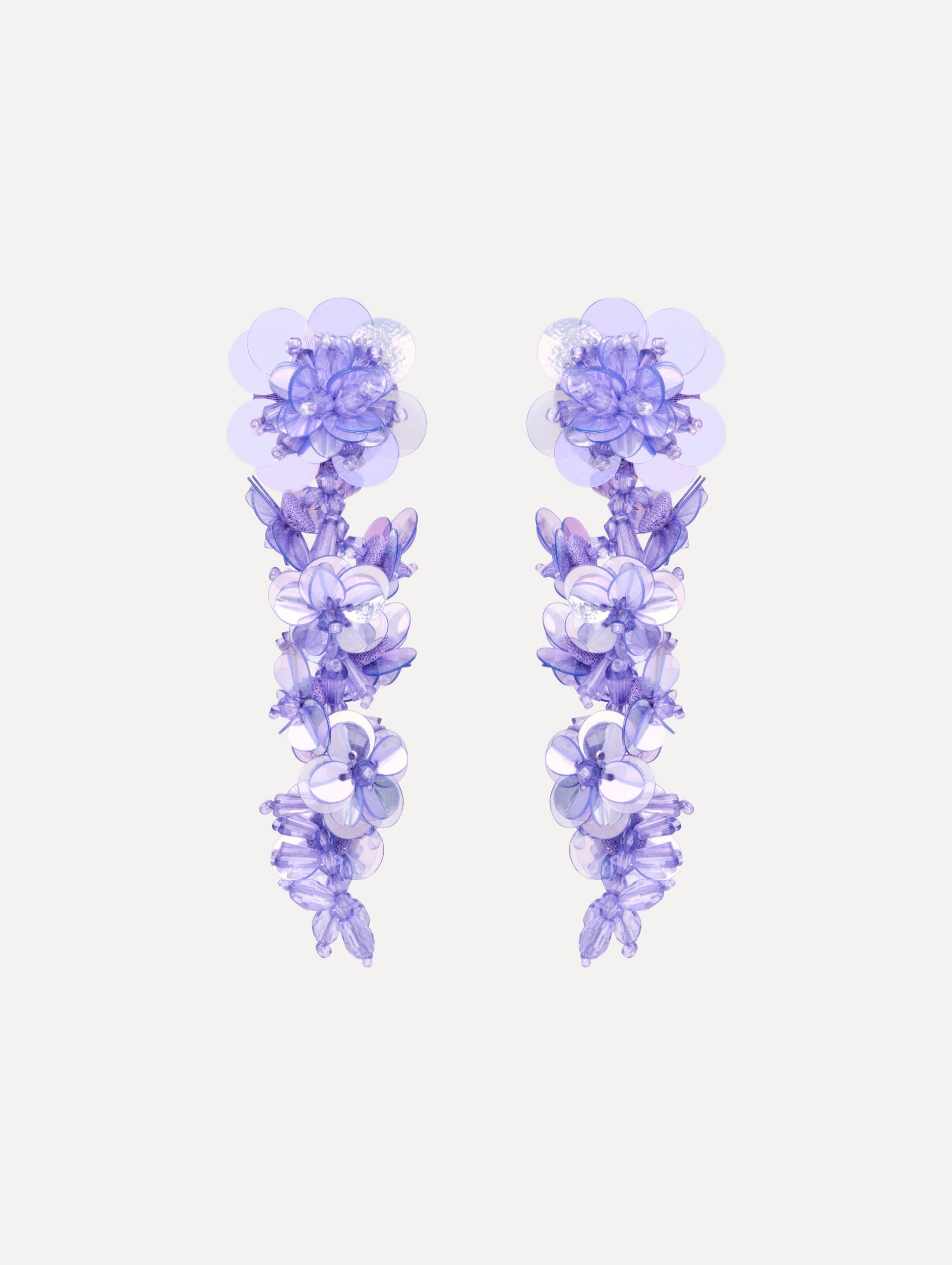 Oscar de la Renta Sequin Flower Clip-On Earrings