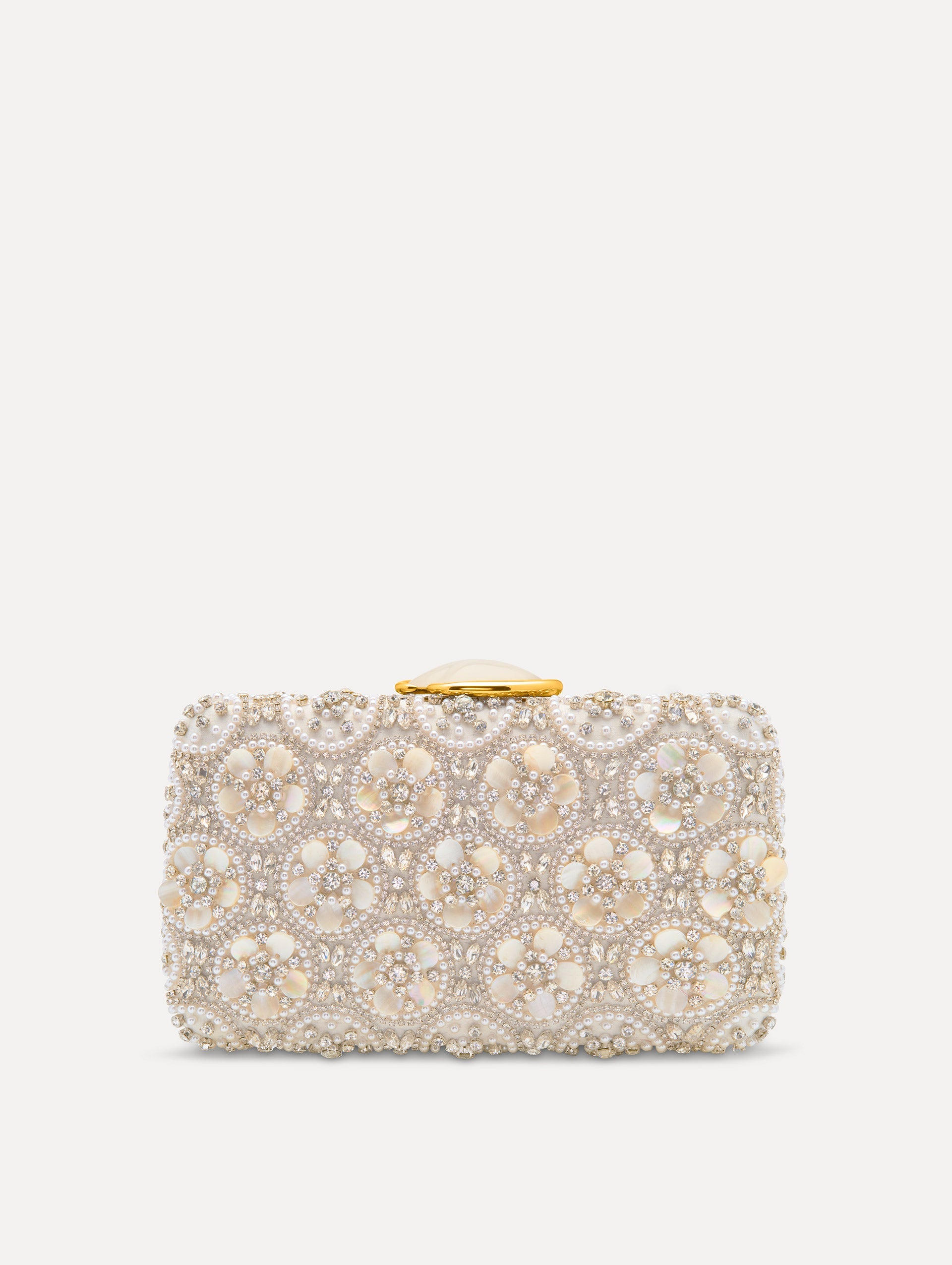 Oscar de la Renta Mother of Pearl Embroidered O Minaudière