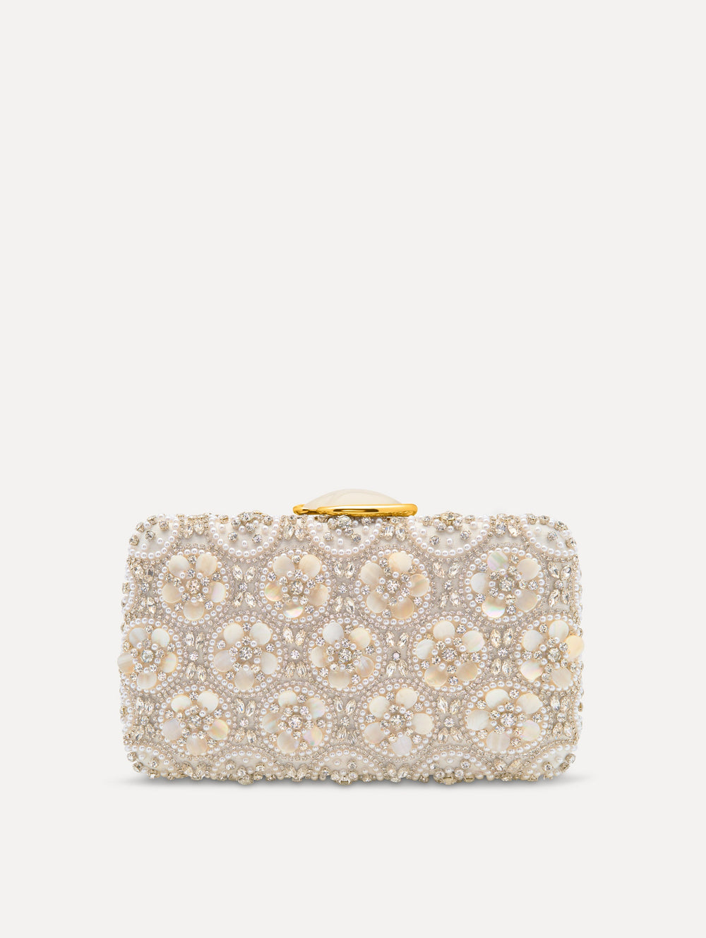 Oscar de la Renta Mother of Pearl Embroidered O Minaudière
