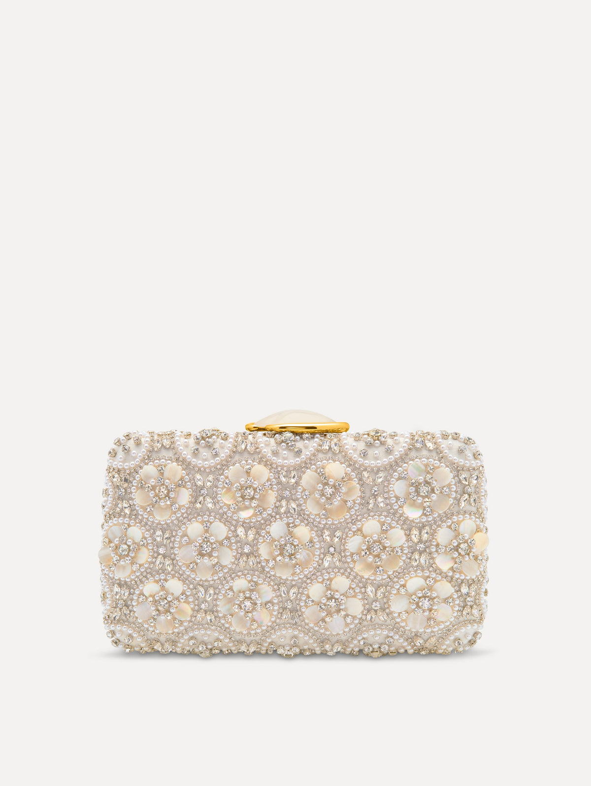Oscar de la Renta Mother of Pearl Embroidered O Minaudière