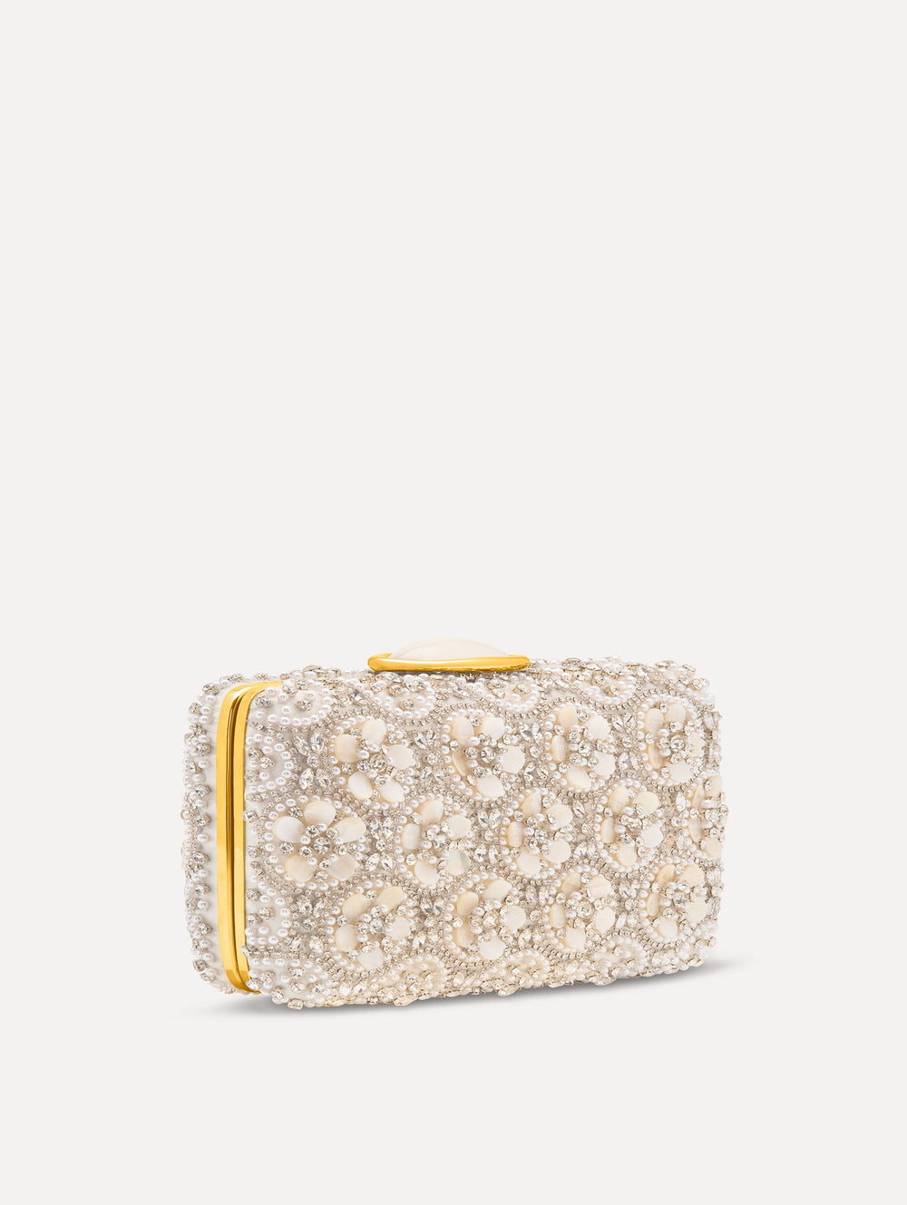 Oscar de la Renta Mother of Pearl Embroidered O Minaudière