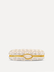 Oscar de la Renta Mother of Pearl Embroidered O Minaudière